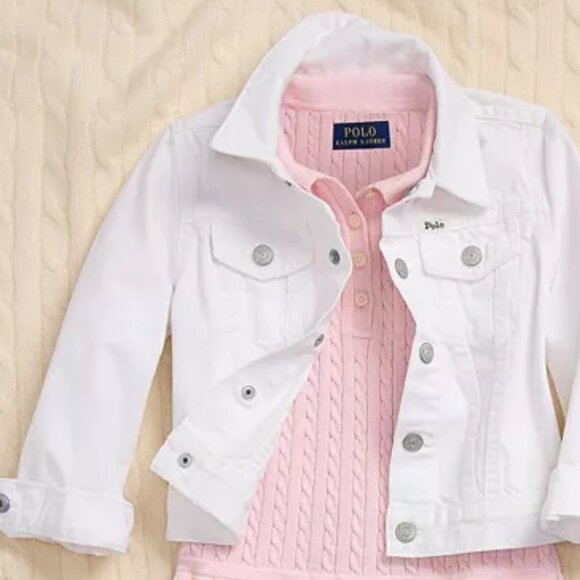 POLO RALPH LAUREN Toddler Girl's White Denim Trucker Jacket NWTREDUCED